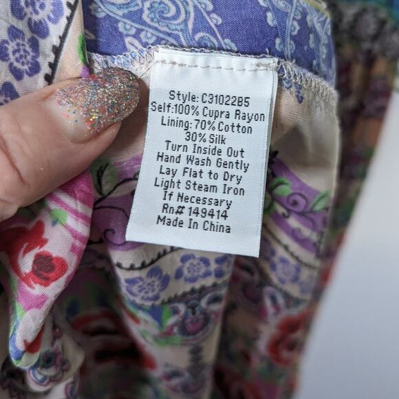 Johnny Was Franco Zeline Maxi Dress Sleeveless Multi Mixed Print Tiered S SEE - Picture 8 of 9
